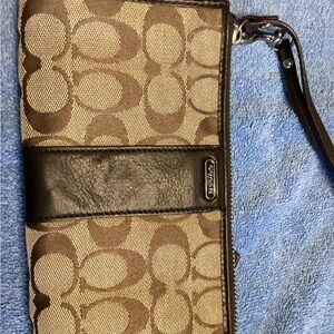 Coach Brown and Tan Wristlet